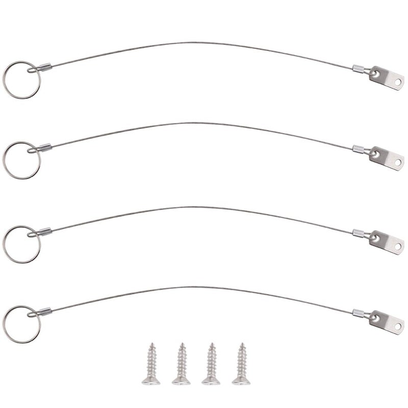 VTurboWay 4 Pcs Full 316 Stainless Steel Lanyard Cable w' Drop Cam & Quick Release Ring Prevents Loss, Plastic Coating Tether Length 12", Free Installation Screws - Image 1