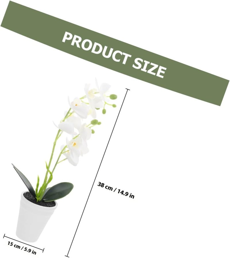 Realistic Phalaenopsis Artificial Flower Bonsai in Melamine Pot, Simulation Potted Orchid Plant for Home and Wedding Decoration, - Image 2