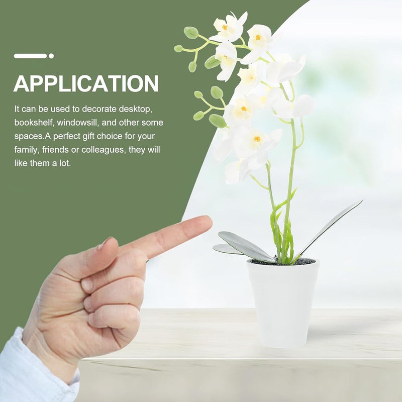 Realistic Phalaenopsis Artificial Flower Bonsai in Melamine Pot, Simulation Potted Orchid Plant for Home and Wedding Decoration, - Image 5