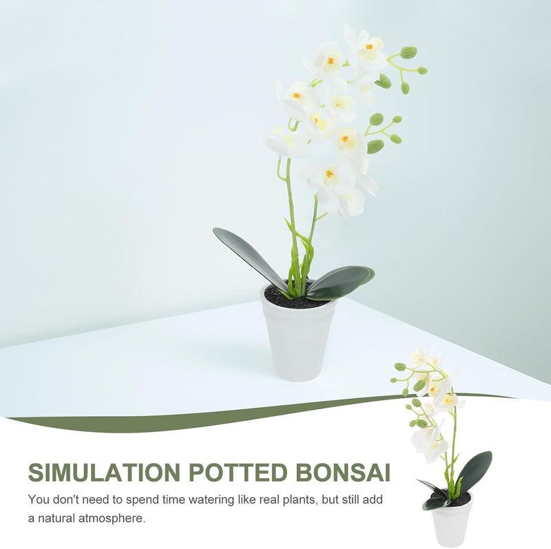 Realistic Phalaenopsis Artificial Flower Bonsai in Melamine Pot, Simulation Potted Orchid Plant for Home and Wedding Decoration, - Image 3