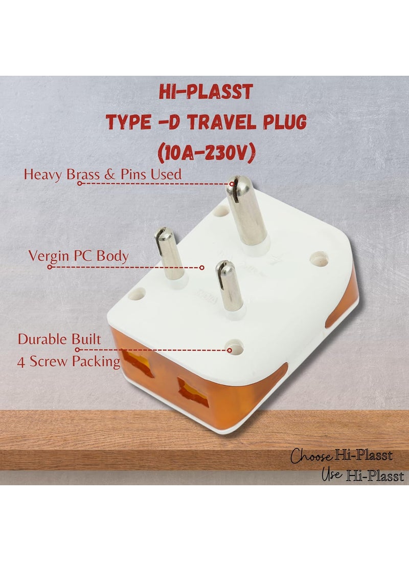 HI PLASST PINS N PLUGS HiPlasst 3Pin MultiPlug Socket Adapter Pack of 2 3pin Connector Universal Travel Charger Adaptor for 2 Pin 3 Pin Plugs US to India Converter Plug Modular 2 Pc Pack  - Image 3