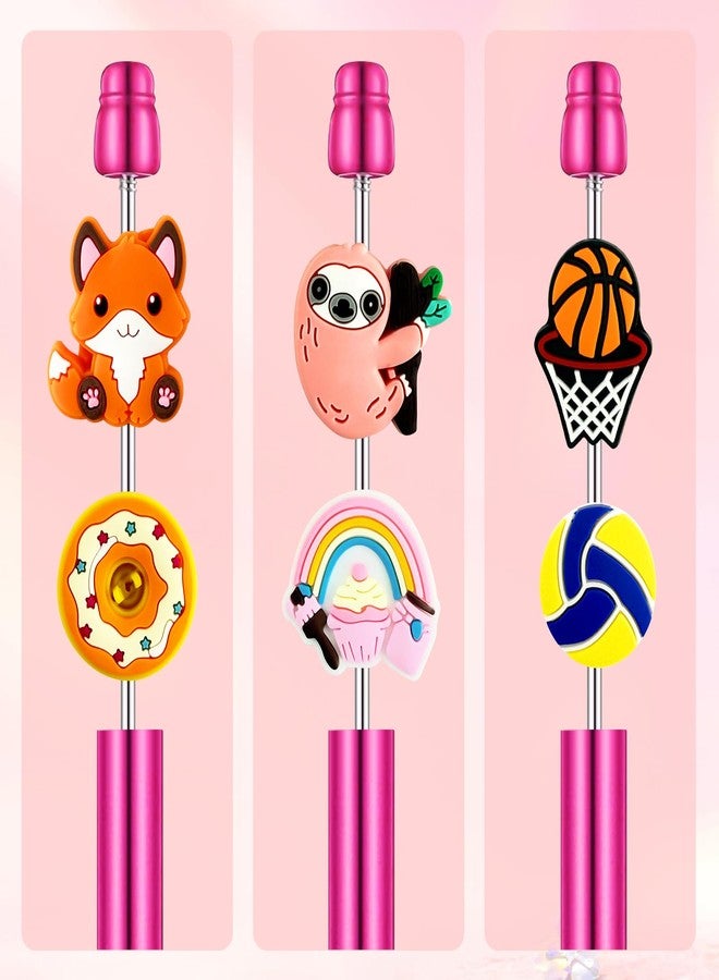 Gmleey 35PCS Focal Beads Bulk, Silicone Pen Charms, Adorable DIY Cartoon Focal Beads for Students and Adults DIY Jewelry Crafting, Silicone Beads for Keychain Making - Image 2