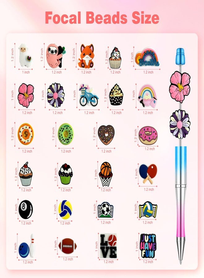 Gmleey 35PCS Focal Beads Bulk, Silicone Pen Charms, Adorable DIY Cartoon Focal Beads for Students and Adults DIY Jewelry Crafting, Silicone Beads for Keychain Making - Image 3