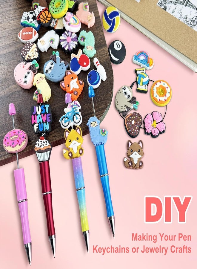 Gmleey 35PCS Focal Beads Bulk, Silicone Pen Charms, Adorable DIY Cartoon Focal Beads for Students and Adults DIY Jewelry Crafting, Silicone Beads for Keychain Making - Image 5
