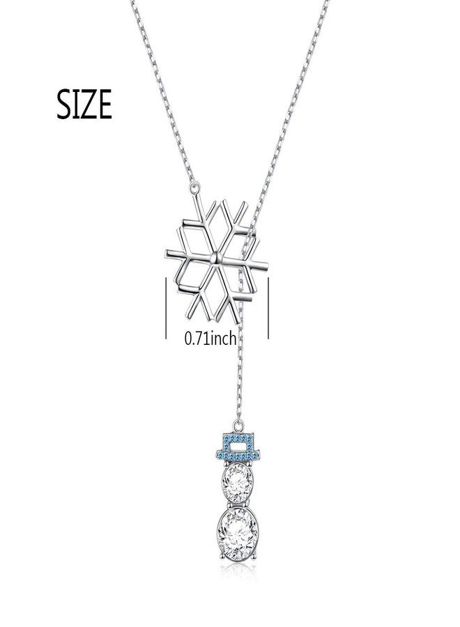 Yearace Snowman Snowflake Christmas Necklace for Women Sterling Silver Snowflake Snowman Y Chain Necklace - Winter Holiday Xmas Necklace Cute Christmas Jewelry Gifts - Image 4