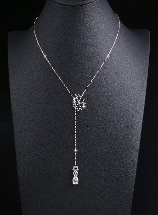 Yearace Snowman Snowflake Christmas Necklace for Women Sterling Silver Snowflake Snowman Y Chain Necklace - Winter Holiday Xmas Necklace Cute Christmas Jewelry Gifts - Image 5