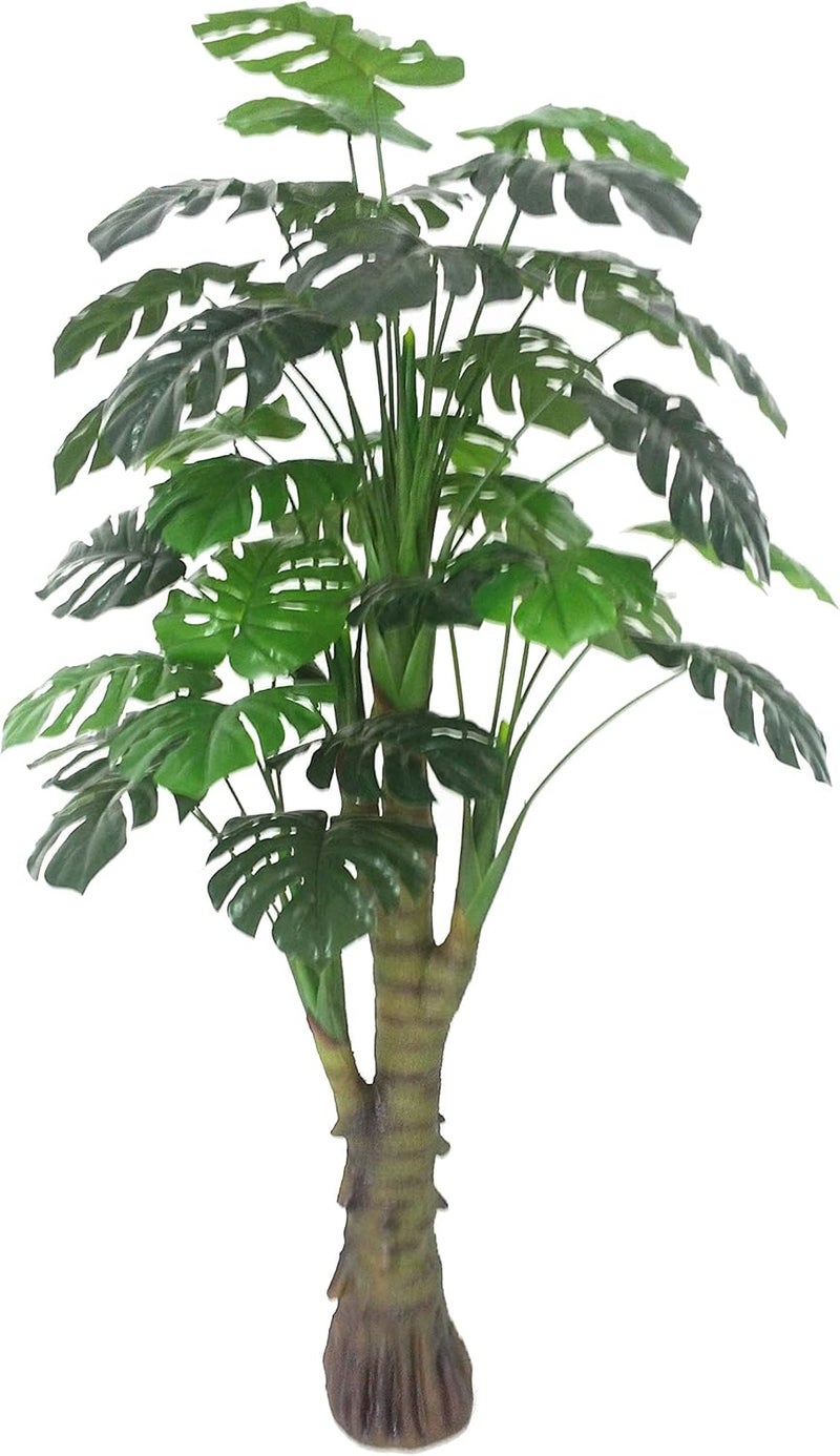AMERIQUE 53 Gorgeous  Unique Monstera Palm Tree Artificial Plant Decorative Root 35 Leaves Real Touch Tech with UV Protection Green - Image 1