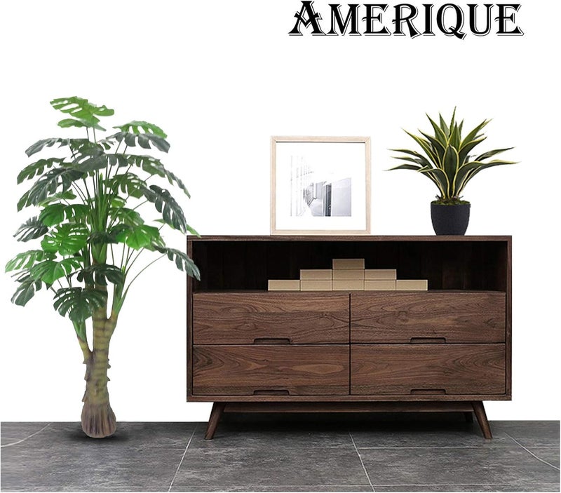 AMERIQUE 53 Gorgeous  Unique Monstera Palm Tree Artificial Plant Decorative Root 35 Leaves Real Touch Tech with UV Protection Green - Image 2