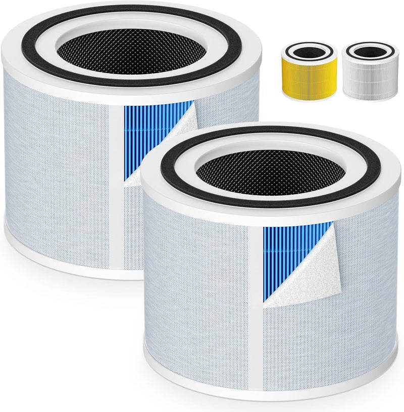 LUFFYLIVE Core 300 Replacement Filter for LEVOIT Core 300/ Core 300S/ Core 300-P/Core 300S-P/Core P350 Air Purifi-ers, 3-IN-1 HEPA Filter, Compared to Part# Core 300-RF, Blue (2 Pack) - Image 1