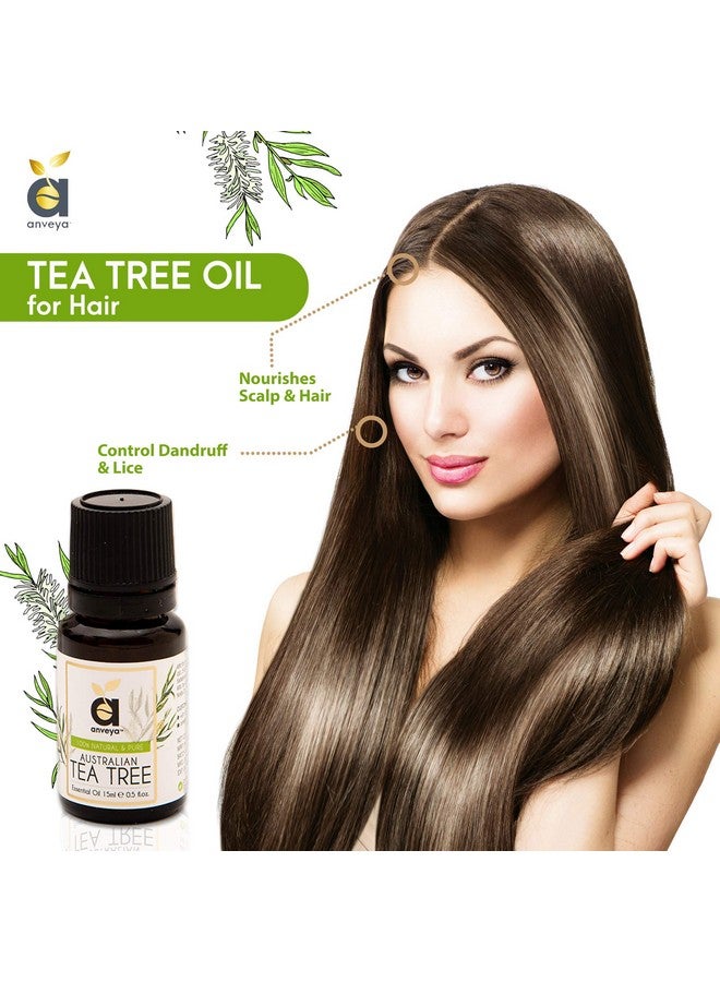 anveya anveya Australian Tea Tree Essential Oil, Natural, Pure & Undiluted, 15Ml, Best For Acne, Face, Skin & Hair  - Image 5