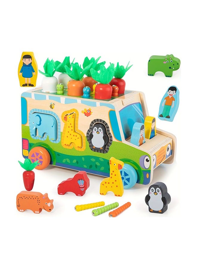 ألعاب فرز الشكل الخشبي  الجزر W الخضروات وحيوانات المزرعة الكتل  ألعاب تعليمية للأولاد والبنات البالغين من العمر 0-3 سنوات ، هدية عيد الميلاد وعيد الميلاد للأطفال الصغار - Image 1
