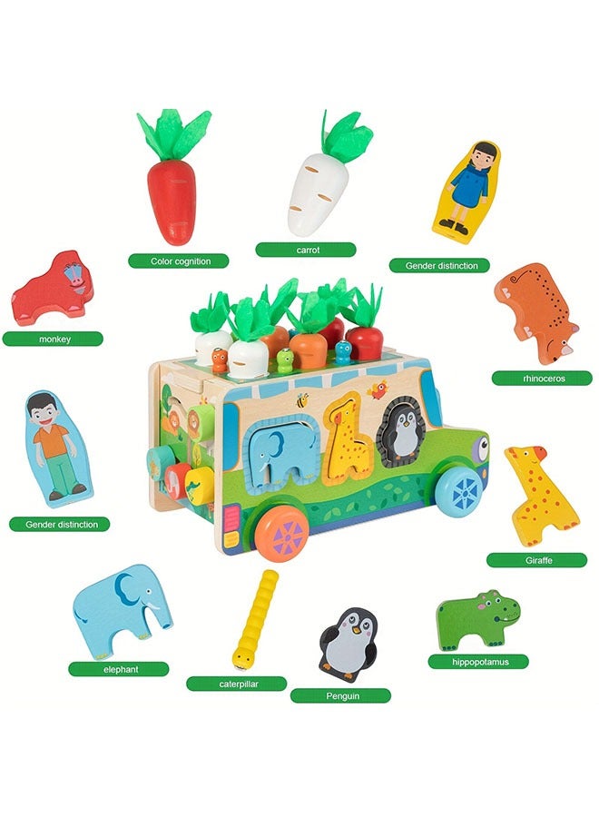 ألعاب فرز الشكل الخشبي  الجزر W الخضروات وحيوانات المزرعة الكتل  ألعاب تعليمية للأولاد والبنات البالغين من العمر 0-3 سنوات ، هدية عيد الميلاد وعيد الميلاد للأطفال الصغار - Image 2