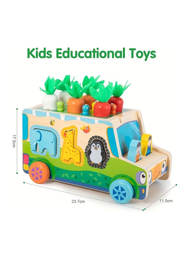 ألعاب فرز الشكل الخشبي  الجزر W الخضروات وحيوانات المزرعة الكتل  ألعاب تعليمية للأولاد والبنات البالغين من العمر 0-3 سنوات ، هدية عيد الميلاد وعيد الميلاد للأطفال الصغار - Image 3