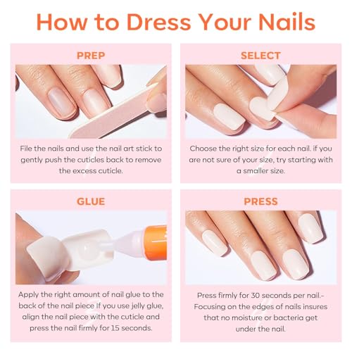 Coslifestore 24 Reusable Artificial Fake Nail Set| Long round Shape Glossy Press On Nails| Lightweight & Long Lasting| Quick Fix For Festivals & Special Occasions (Designer French) - Image 2