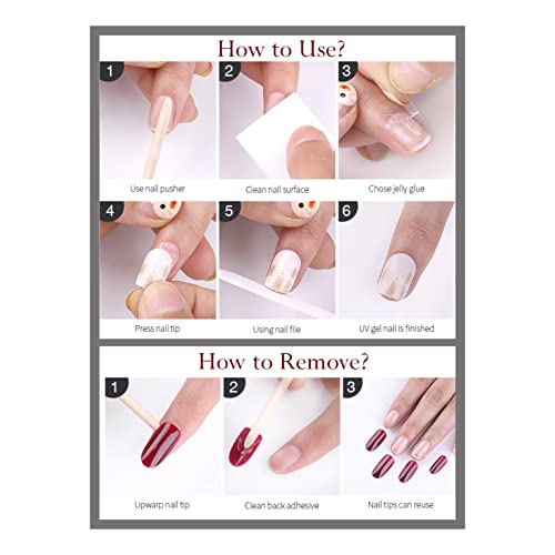 Coslifestore 24 Reusable Artificial Fake Nail Set| Long round Shape Glossy Press On Nails| Lightweight & Long Lasting| Quick Fix For Festivals & Special Occasions (Designer French) - Image 5