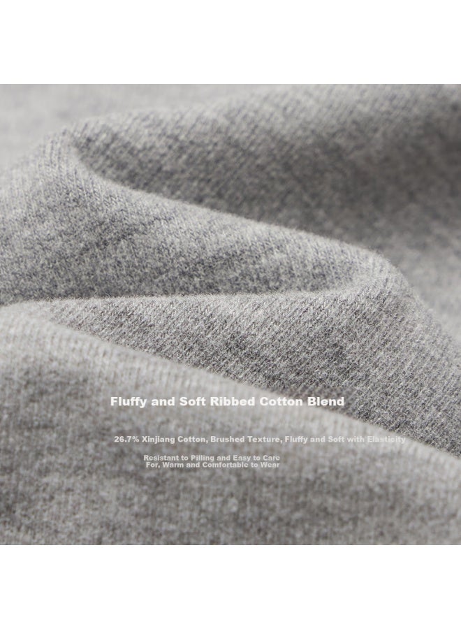 Inman Detachable Ribbon Stand Collar Brushed Cotton T-shirt  Winter Women's Slim Fit Long Sleeve Top Heather Gray XL - Image 3