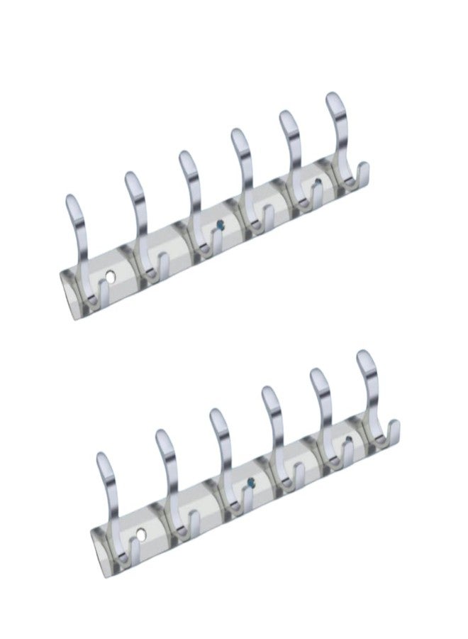 BATHONIX Duck Hanger Stainless Steel 6 Pin Cloth Hanger Bathroom, Kitchen, Wall Wardrobe Door, Hooks for Hanging Keys, Clothes Holder Hook Rail (Pack of 2) - Image 1
