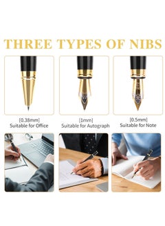 Generic Luxury Fountain Pen Set, Fancy Fountain Pen Set, with 3 Different Nibs, Iridium Extra Fine & Fine & Bent Nib Metal Fountain Pen Calligraphy Pen Gift for Business Journal, Suitable 2.6mm Ink Cartridges  - Image 2