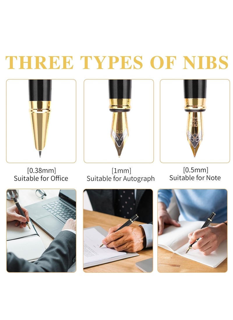Generic - Luxury Fountain Pen Set, Fancy Fountain Pen Set, with 3 Different Nibs, Iridium Extra Fine & Fine & Bent Nib Metal Fountain Pen Calligraphy Pen Gift for Business Journal, Suitable 2.6mm Ink Cartridges - Image 1