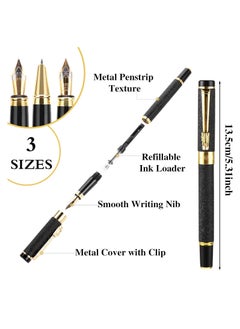 Generic Luxury Fountain Pen Set, Fancy Fountain Pen Set, with 3 Different Nibs, Iridium Extra Fine & Fine & Bent Nib Metal Fountain Pen Calligraphy Pen Gift for Business Journal, Suitable 2.6mm Ink Cartridges  - Image 3
