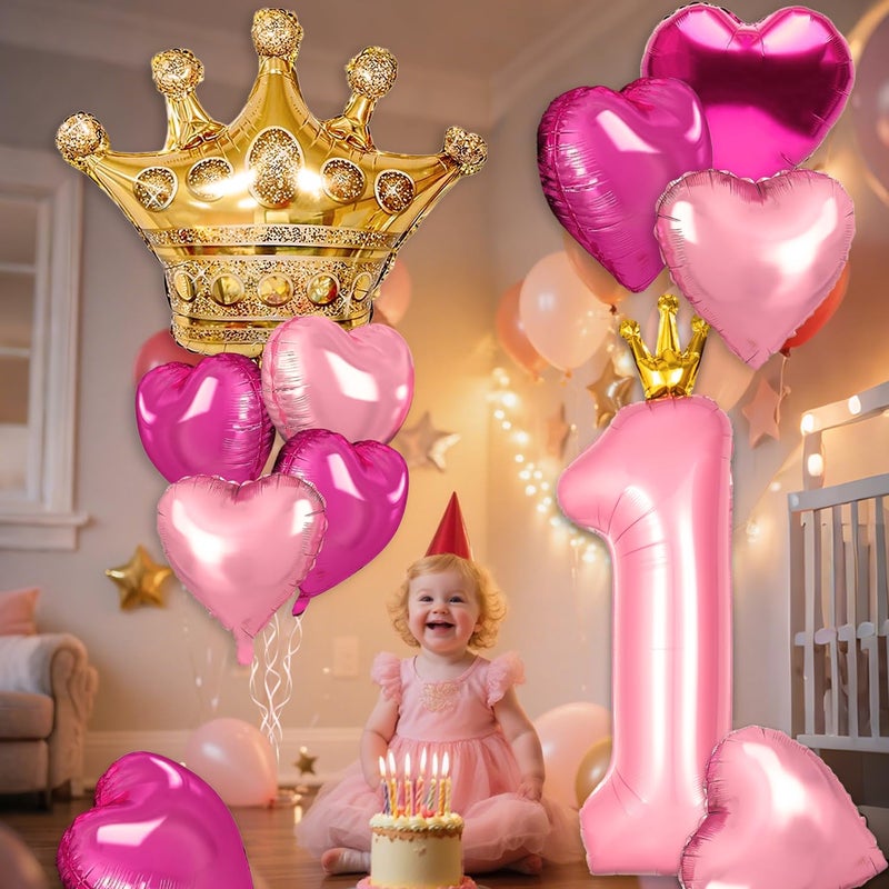 Florisland Princess 3rd Birthday Party Decorations, 40 inch Large Pink Crown 3 Balloon for Girlsâ€™ Princess Royal Decorations, Party Supplies Favors, Anniversaries(Number 2 Foil Mylar Birthday Balloon) - Image 5