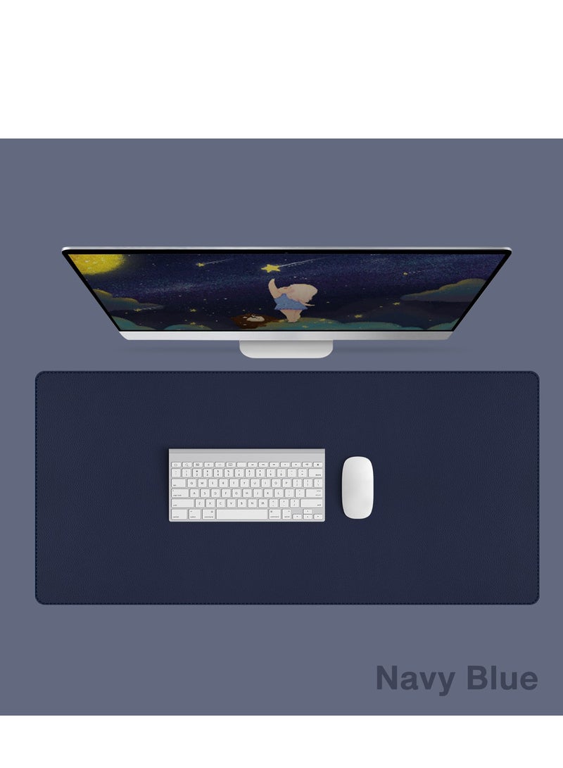 Large Mouse Pad, Leather Material, Waterproof and Non-Slip, Easy to Store, Navy Blue, 60*30cm - Image 1
