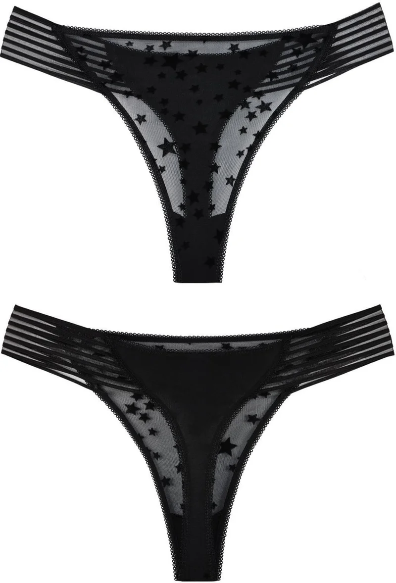 سينسو Women's Tulle Detailed Thong Panties 5 Pack - KTS4010TÜL-5