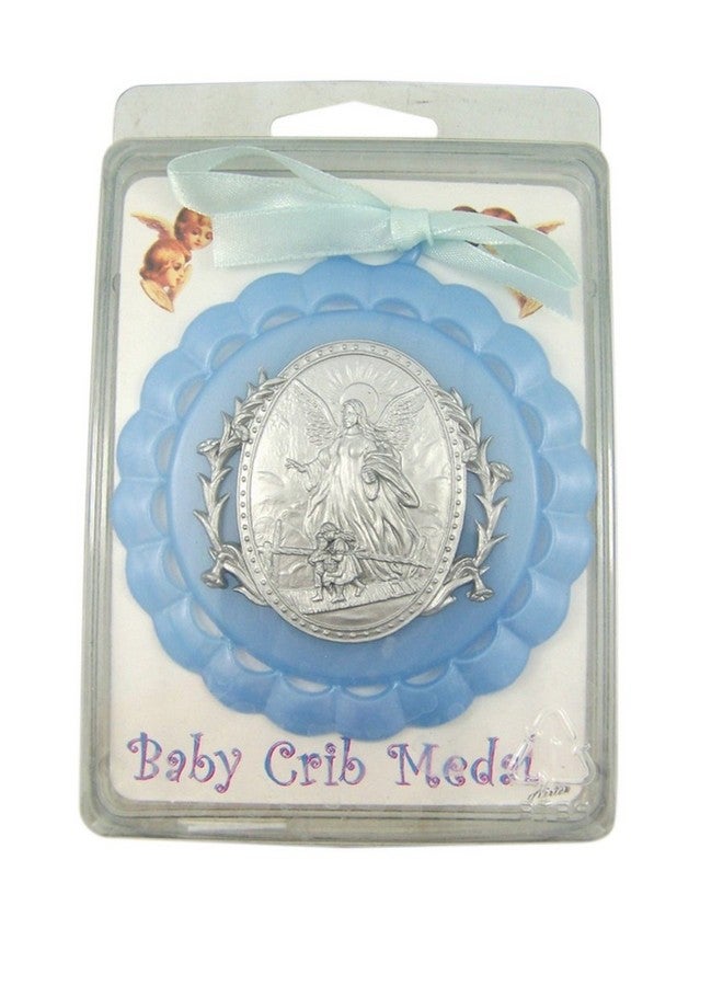 WJH Moulded Acrylic Blue Crib Medal with Guardian Angel for Baby Boy Nursery Decor, 3 1/2 Inch - Image 2