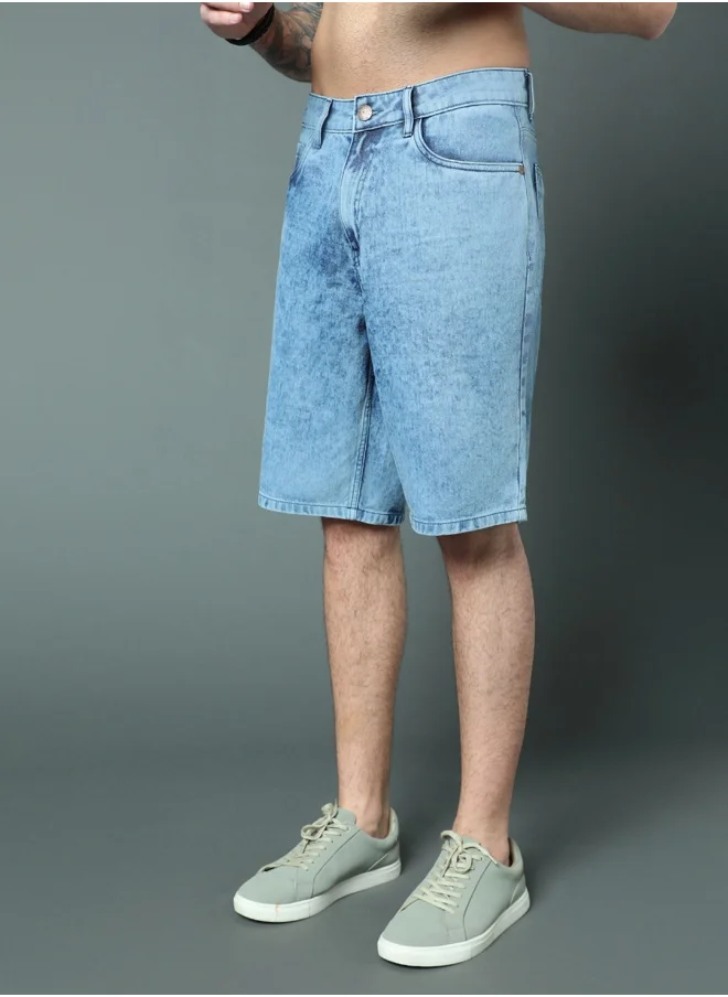 هاي ستار Men Mid Blue Shorts