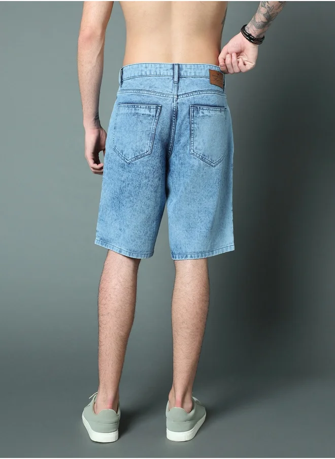 HIGH STAR Men Mid Blue Shorts