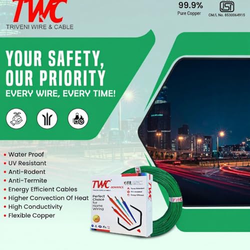 TWC Advance Yellow 1.5 SQMM 90 METER | Copper Wire | HRFR (Heat Resistant Flame Retardant) Lead-Free Cable | Low Smoke Halogen-Free Wire for Home & Industrial Electrical Wiring - Image 5