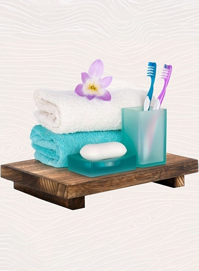 1pcs, Bathroom Tray (Coffee) 25*15cm, Wooden Bathroom Rack, Waterproof Wooden Tray, Bathtub Tray, Bathroom Storage Rack, Bathroom Decorative Rack - Image 2