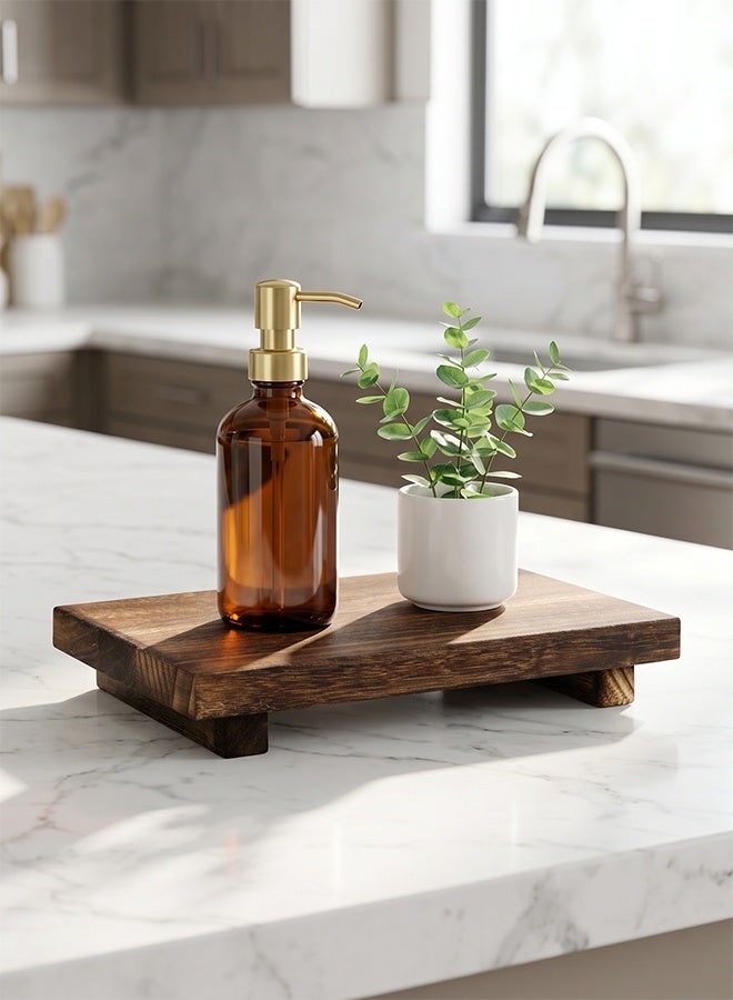 1pcs, Bathroom Tray (Coffee) 25*15cm, Wooden Bathroom Rack, Waterproof Wooden Tray, Bathtub Tray, Bathroom Storage Rack, Bathroom Decorative Rack - Image 2