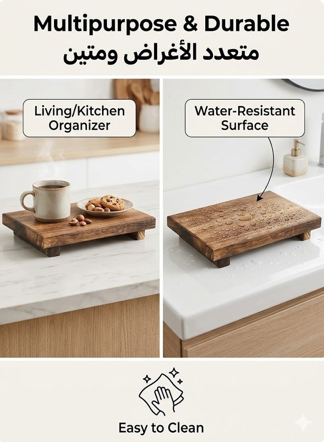 1pcs, Bathroom Tray (Coffee) 25*15cm, Wooden Bathroom Rack, Waterproof Wooden Tray, Bathtub Tray, Bathroom Storage Rack, Bathroom Decorative Rack - Image 5