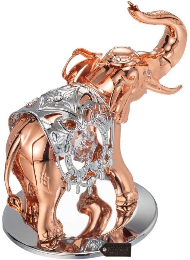 Matashi Unique for Grandma  Rose Gold and Silver Plated Elephant Ornament with Crystal  Feng Shui Tabletop Decor for Home Office Perfect for Anniversary Christmas Mothers Day - Image 2
