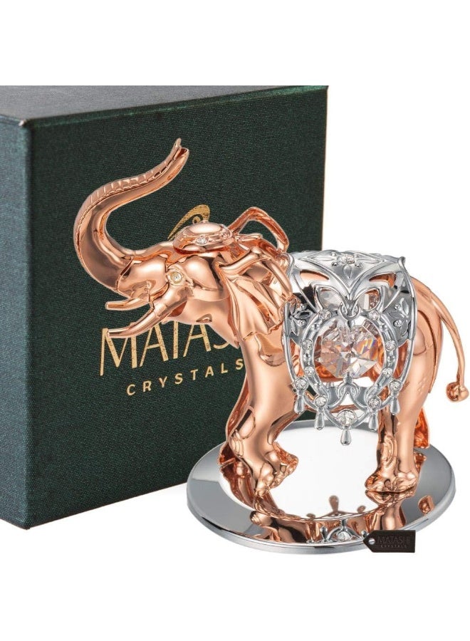 Matashi Unique for Grandma  Rose Gold and Silver Plated Elephant Ornament with Crystal  Feng Shui Tabletop Decor for Home Office Perfect for Anniversary Christmas Mothers Day - Image 4
