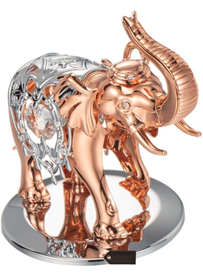 Matashi Unique for Grandma  Rose Gold and Silver Plated Elephant Ornament with Crystal  Feng Shui Tabletop Decor for Home Office Perfect for Anniversary Christmas Mothers Day - Image 5