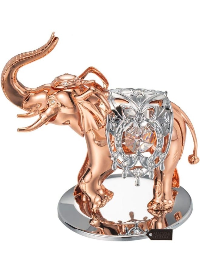 Matashi Unique for Grandma  Rose Gold and Silver Plated Elephant Ornament with Crystal  Feng Shui Tabletop Decor for Home Office Perfect for Anniversary Christmas Mothers Day - Image 3