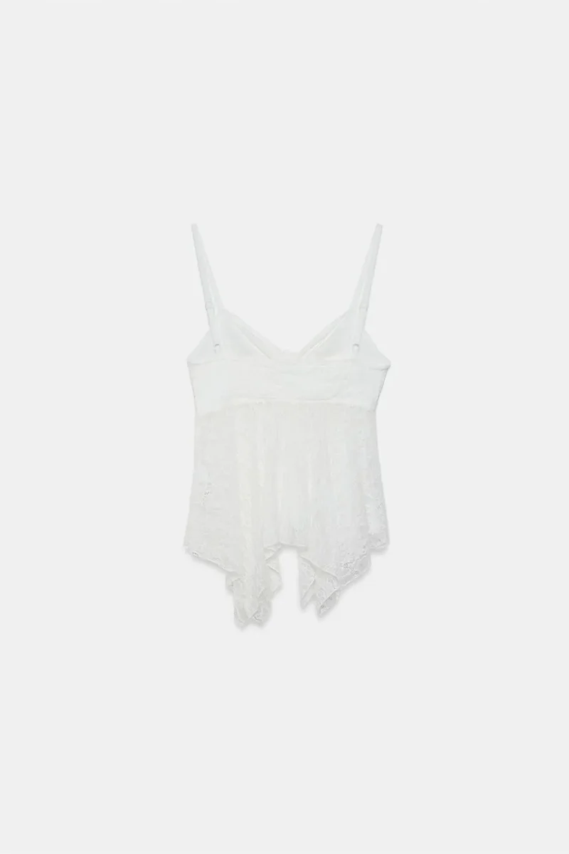 Dilvin White DILVIN Lace Tie-front Sleeveless Blouse for Women | Best Price UAE