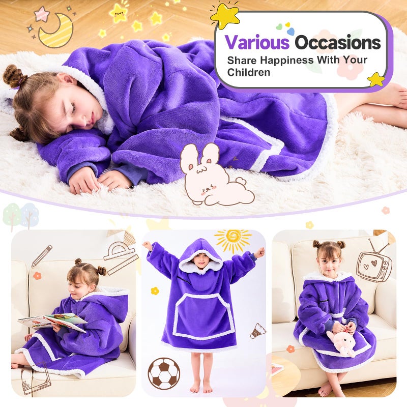 IFNOW Wearable Blanket Hoodie For Kids  Blanket Hoodie For Kids With Hood And Pockets  Girls Oversized Hoodie Blanket As Gifts For Teens Girls Boys Birthday Christmas (Purple) - Image 4