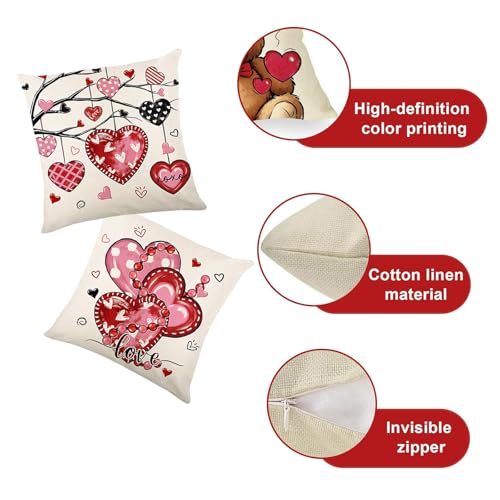 ONFAON Valentines Day Decorations-Valentines Pillow Covers 18x18 inch Set of 4 Valentine Stripes Wedding Cushion Case Decoration for Sofa Couch - Image 4