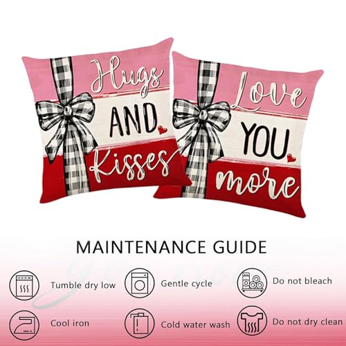 ONFAON Valentines Day Decorations-Valentines Pillow Covers 18x18 inch Set of 4 Valentine Stripes Wedding Cushion Case Decoration for Sofa Couch - Image 3