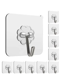 CityRiya-Long Adhesive Hooks Heavy Duty Wall Hooks Towel Hooks Stainless Steel Adhesive Coat Hooks Self Adhesive Holders for Bathroom Door Hanging Clothes Robes Bags  - Image 1