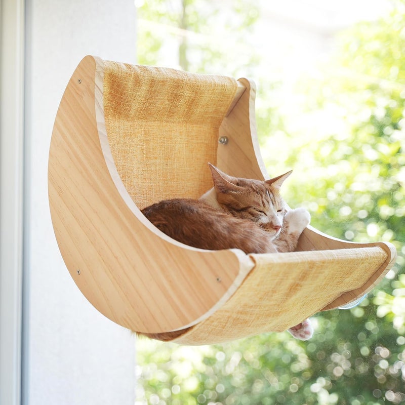 HAPYKITYS Window Cat Bed Moon Perches, Mounted with Strong Suction Cups Cat Window Seat for Sleep and Watch Birds - Image 1
