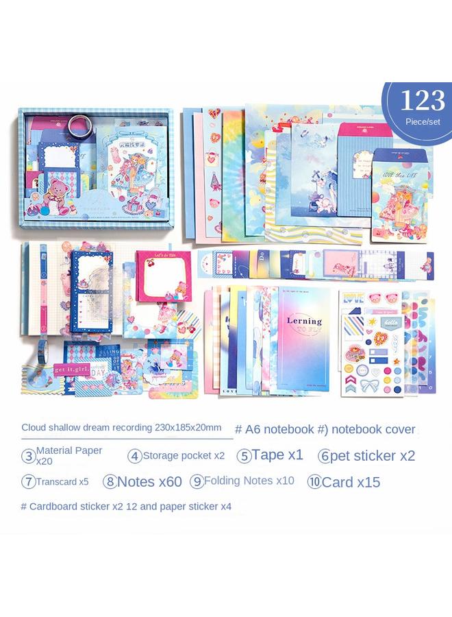 Bluejw Student Hand Account Book Gift Box Suit Cartoon Color Loose-leaf Diary Book Creative Gift Prizes Hand Account Material Wholesale - Image 1