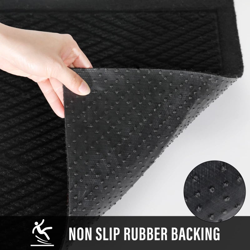 HIYARD Durable Front Door Mat, Absorbent Muddy Dirt Resist Welcome Door Mats Outdoor Indoor, Stain and Fade Resistant, Non-Slip Rubber Backing Low Profile Doormat for Entryway, 30Ã—17, Black - Image 3