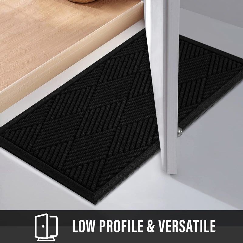 HIYARD Durable Front Door Mat, Absorbent Muddy Dirt Resist Welcome Door Mats Outdoor Indoor, Stain and Fade Resistant, Non-Slip Rubber Backing Low Profile Doormat for Entryway, 30Ã—17, Black - Image 5