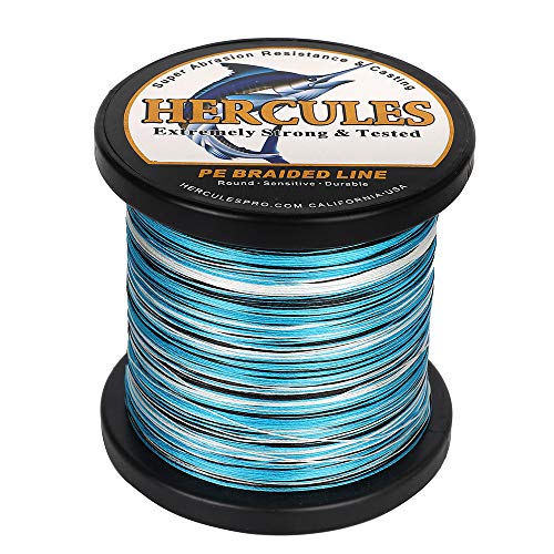 HERCULES Super Strong 1000M 1094 Yards Braided Fishing Line 60 LB Test for Saltwater Freshwater PE Braid Fish Lines 4 Strands - Blue Camo, 60LB (27.2KG), 0.40MM - Image 4