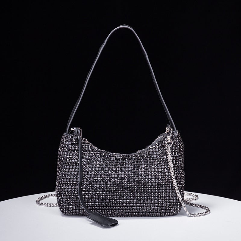 Underarm Bag With Rhinestones For Women, 2026 Fashion Chain Shoulder Handbag, Full Rhinestone Evening Bag, - Image 1