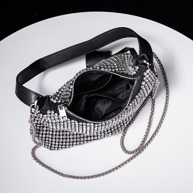 Underarm Bag With Rhinestones For Women, 2026 Fashion Chain Shoulder Handbag, Full Rhinestone Evening Bag, - Image 4